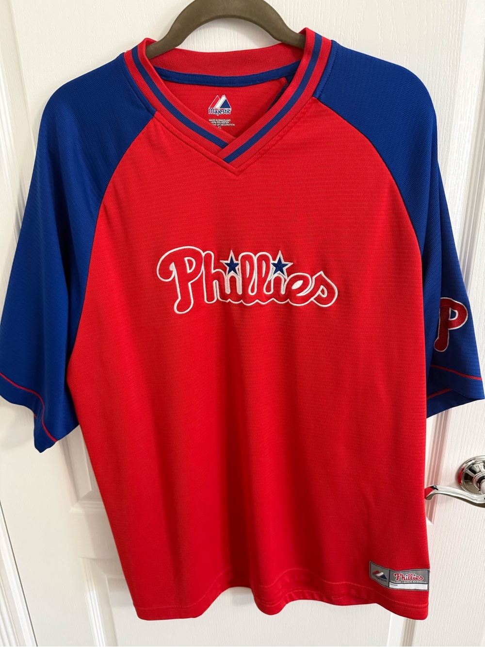 Phillies Red and Blue Raglan Baseball Jersey
